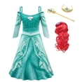 thumbnail image 1 of Disney princesa sirena Ariel Rapunzel Jasmine vestido niñas Tiana niños Cosplay disfraz Halloween cumpleaños fiesta ropa Outfits7-8T Gao Jinjia LED, 1 of 2