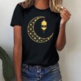 thumbnail image 2 of Penkiiy Muslim Ramadan T-Shirt for Women Women's Cute Graphic T-Shirts Crewneck Short Sleeve Moon PrintCasual Tee Tops M Black, 2 of 6