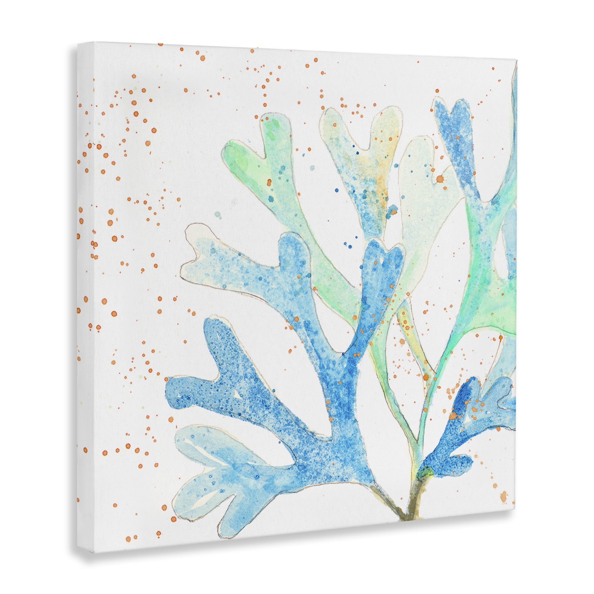 Stupell Industries Modern Blue Coral Coastal Painting Gallery Wrapped Canvas Art Print Wall Art, 24 x 24