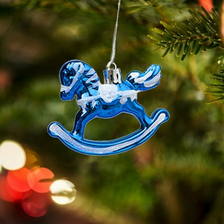 Christmas Deals 2022 Susenstone Christmas Decorations Christmas Plastic Electroplating Rocking Horse Small Wooden Horse Christmas Tree Decoration School Pendant on Clearance
