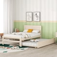 thumbnail image 4 of EBQOSK Modern Design Platform Bed Frame with 2 Drawers Beige, 4 of 7