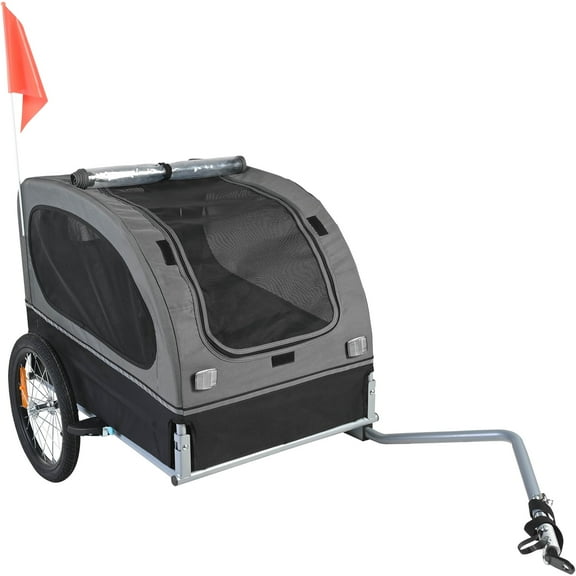 KFFKFF Pet Bicycle Trailer, Can Hold Up to 88 lbs, Animal Bike Transport, Simple Foldable Structure with Detachable Wheels, Standard Bike Attachment, Safety Reflectors, Flag, Compact for Storage