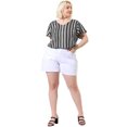 thumbnail image 3 of Women's Plus Size Blouses Ruffle Sleeve Loose Stripe Tops Black 2X, 3 of 7