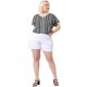 thumbnail image 3 of Women's Plus Size Blouses Ruffle Sleeve Loose Stripe Tops Black 2X, 3 of 7