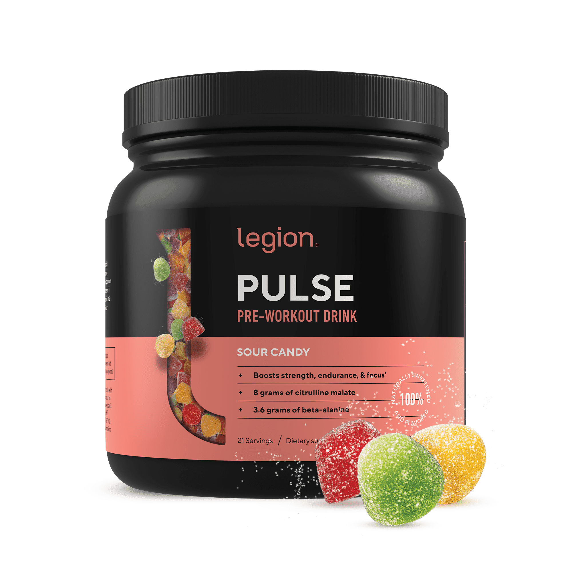 Legion Pulse Pre Workout with Caffeine for Energy, Sour Candy, 20
