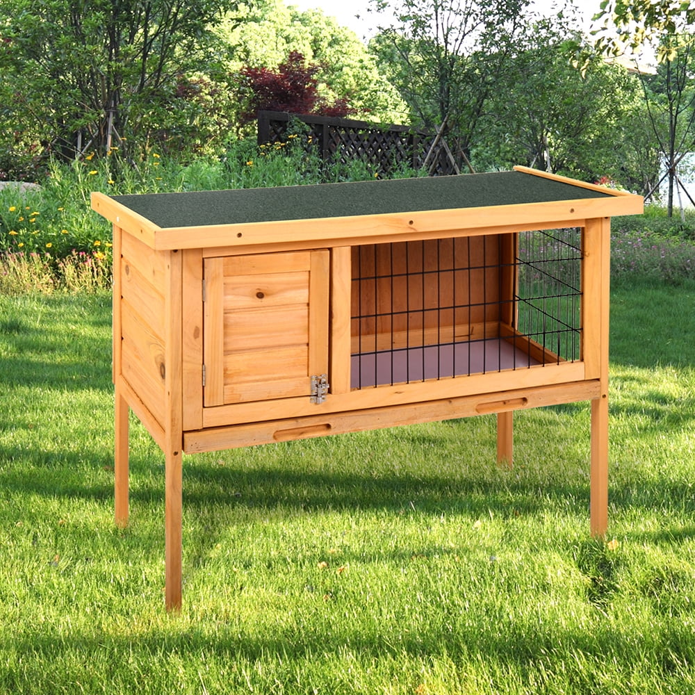 Lowestbest 36" Wooden Rabbit Bunny Pet Cage, Wooden Chicken Coop with Nesting Box, Wood Color Lowestbest 36" Wooden Rabbit Bunny Pet Cage, Wooden Chicken Coop with Nesting Box, Wood Color