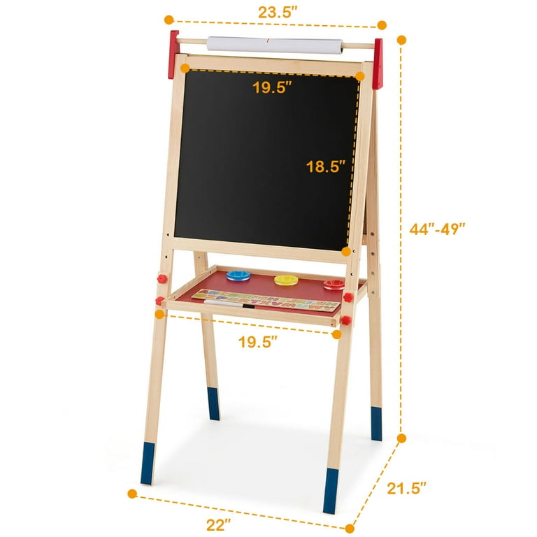 Costway All-in-One Wooden Kid's Art Easel Height Adjustable Paper Roll