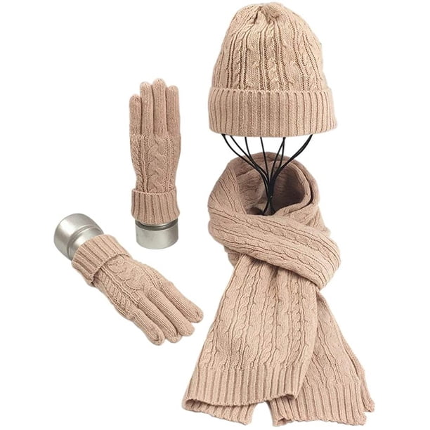 Warmiehomy Mütze, Schal & Handschuh-Sets für Frauen Damen Weiche Warme Gestrickt Langer Schal 3 in 1 Winter Dickes Strickset für Skifahren Draußen Einkaufen Angeln Cmping Zhivalor LN-2203-3
