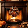thumbnail image 4 of AYktou Fall Wreath for Front Door, 17.7 Inch Multicolored Artificial Eucalyptus Leaves Wreath Thanksgiving Wreath Hanging Decor for Autumn Halloween Porch Outdoor Indoor Wall Window Harvest Decor, 4 of 6