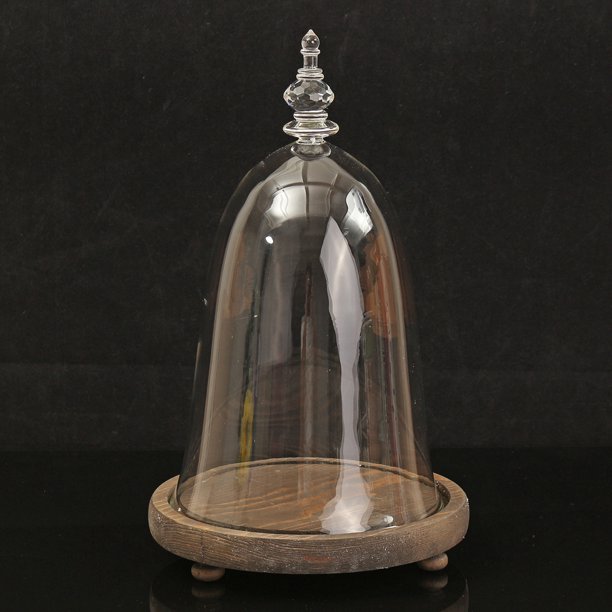 Decorative LED Light Clear Glass Dome/Tabletop Centerpiece Cloche Bell