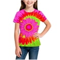 thumbnail image 4 of Amidoa Summer Girls Short Sleeve Shirts Pullover Graphic T Shirts Casual Tops Crewneck Girls Basic Tees,Hot Pink,3-4 Years, 4 of 5
