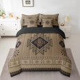 thumbnail image 2 of jejeloiu Western Tribal 7pcs Bedding Comforter Set,Retro Aztec Geometric Queen Bedding Sets,Brown Black Queen Sheet Sets For Adult,Microfiber Bedroom Decor Reversible, 2 of 8