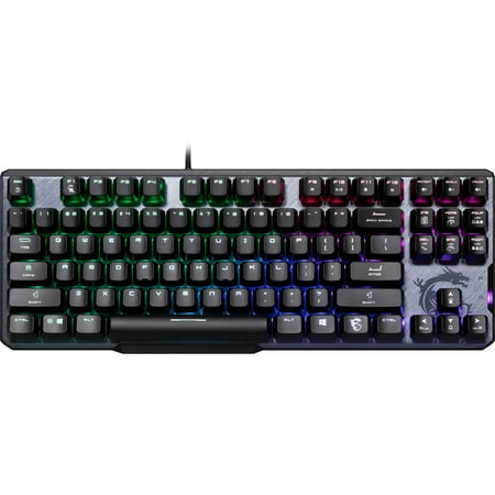 MSI Vigor GK50 Elite TKL Mechanical Gaming Keyboard - Kailh Blue Switches (Clicky), Ergonomic Keycaps, COMPACT TKL DESIGN, USB 2.0, Black