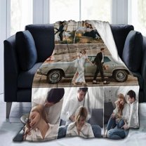 Custom Blanket with Photo Text Personalized Flannel Throw Blanket Birthday Anniversary Wedding Christmas Halloween Father Mother Valentines Day Gift- 30"x 40" (1Photos, 40"x30")