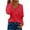Red, variant on Solid V Neck Long Sleeve Casual Versatile Women's Top Bottom Green M