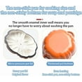 thumbnail image 4 of Faitout Hollandais en Fonte Émaillée en Forme de Citrouille de 4 Qt avec Couvercle – Cadeau Déco d'Halloween et de l'Action de Grâce – Faitout Hollandais Orange pour Soupes, Ragoûts, Cuisson – Sécuritaire pour le Four et la Cuisinière, 4 of 12