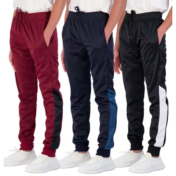 Real Essentials 3 Pack: Boy's Active Athletic Casual Jogger Sweatpants with Pockets