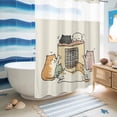 thumbnail image 5 of No Hook Shower Curtain, Beige Cute Cat Shower Curtains for Bathroom with See Through Top Window, Cartoon Funny Heater Cats Waterproof & Washable Bath Curtain 60"x72", 5 of 9