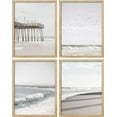 thumbnail image 3 of PixonSign Framed Wall Art, White Minimalist California Ocean Beach Seashore Pier Posters, Set of 4 Sea Landscape Wall Decor Prints, Nature Wilderness Wall Décor for Living Room - 11"x14" Natural, 3 of 5