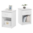 thumbnail image 5 of Furinno TIDUR Night Stand Set of 2, Modern Nightstand with Drawer, Bedside Table with Storage Shelf, End Table, Side Table, Bar Handle Drawer, for Bedroom, Living Room, White, 5 of 5