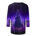thumbnail image 4 of clear 50% off Wycnly Cute Christmas Shirts Christmas Shirts for Women Fashion Christmas Tree Graphics Cute Tee Tops Ladies Xmas Crewneck 3/4 Sleeve Lightweight Pullover Blouses Christmas Clearance, 4 of 5