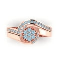 thumbnail image 2 of 0.45 ct Brilliant Round Cut Blue Zircon 14K Rose Gold Solitaire with Accents Engagement Bridal Wedding Ring Band Set size 8.5, 2 of 7