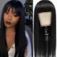thumbnail image 5 of LUVCLS Peluca negra larga y recta de 70 cm con flequillo, pelucas de pelo sintético♯, 5 of 7