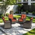 thumbnail image 3 of MeetLeisure 4 PCS Outdoor Swivel Rocker Patio Chairs, Wicker Furniture with High Back, Deep Seating, Wide Armrest, Thick Cushions for Deck Porch, Orange, 3 of 11