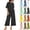 #03 Black, variant on Womens Summer 2 Piece Sets for Women Crew Neck 3/4 Batwing Sleeve Top Wide Leg Culottes Outfits Soft Daily Casual Suits,XXL,#03 Yellow