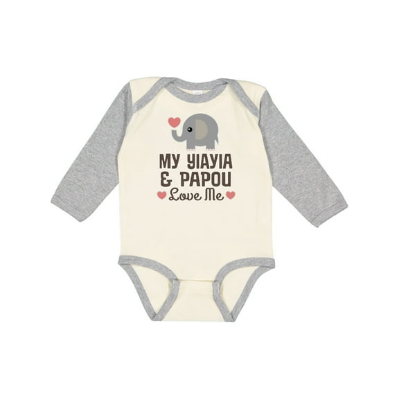 Inktastic My Yia Yia and Papou Love Me Boys or Girls Long Sleeve Baby Bodysuit
