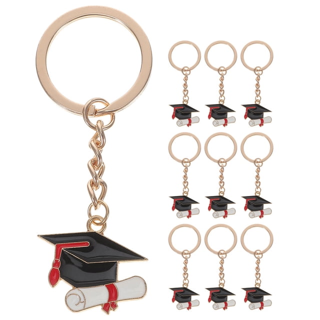 BRIGHTFUFU 10 llaveros de graduación de 2025, llaveros metálicos con forma de birrete, regalos de graduación al por mayor, recuerdos de fiesta para llaves universitarias, mochilas, colores surtidos.