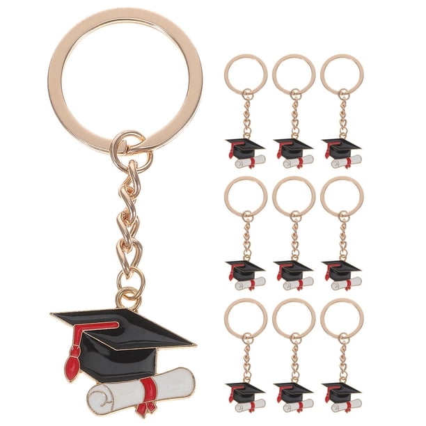 10 llaveros de graduación de 2025, llaveros metálicos con forma de birrete, regalos de graduación al por mayor, recuerdos de fiesta para llaves universitarias, mochilas, colores surtidos.