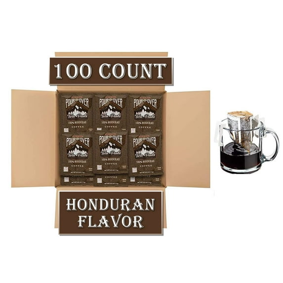 Twin Peaks Coffee Honduran Pour Over Drip Bag Medium Roast Coffee Single Serve - 100 Single Cup Pouches