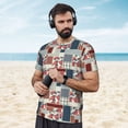 thumbnail image 4 of Wukai Patchwork In Country Style Print Men's Short-Sleeved Mesh T-Shirt,Quick-Dry Short Sleeve Workout T-Shirt-X-Small, 4 of 8