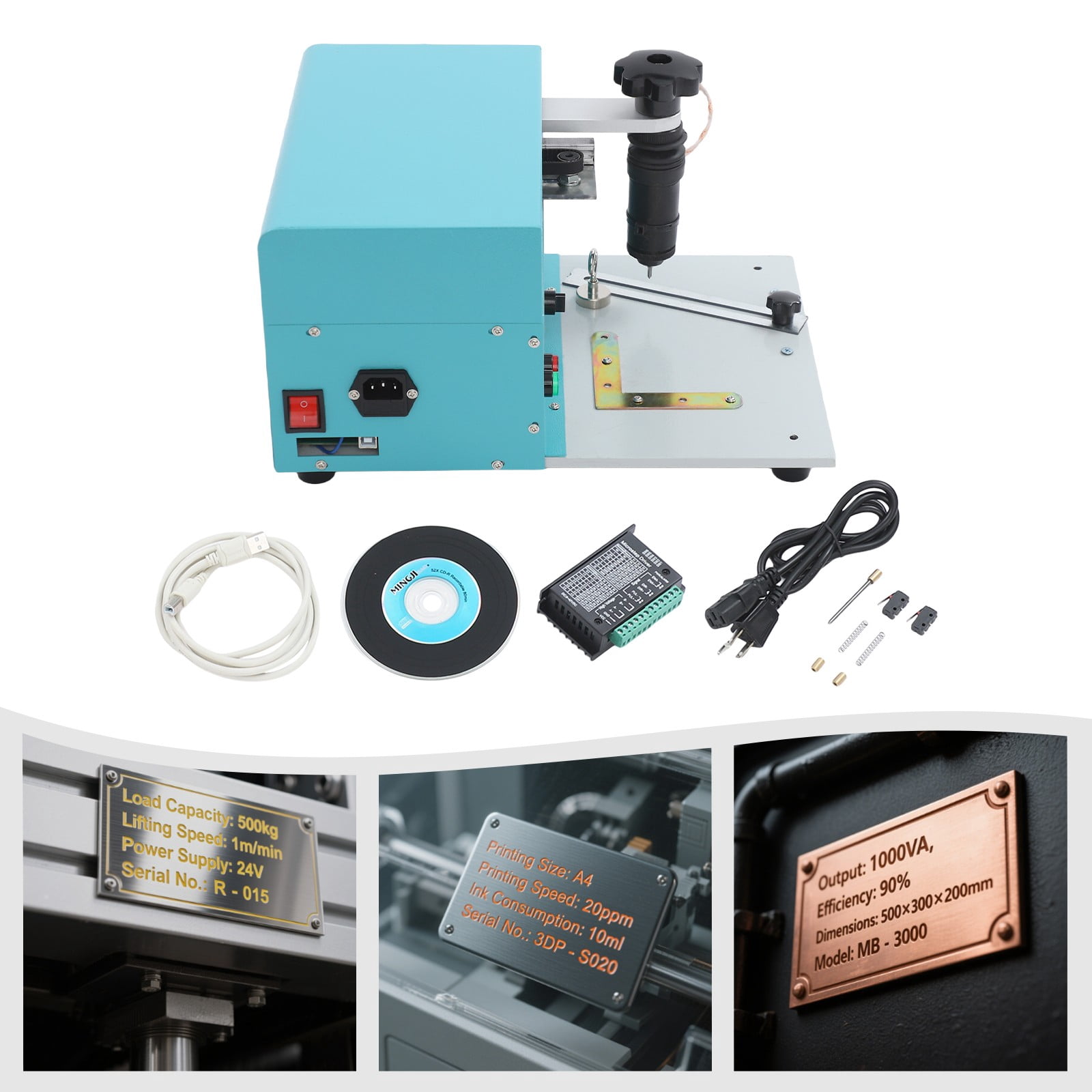 Electric Marking Machine, Desktop Marking Engraving Machine, Industrial Electric Metal Plate Marking Machine for Equipment, Valves, Signs, 110V