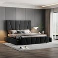 thumbnail image 5 of King Size Bed Frame with Adjustable Headboard and 4 Storage Drawers, Soft Upholstered Platform Bed Frames with Wooden Slats Support, No Box Spring Needed, Dark Grey, 5 of 7
