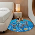 thumbnail image 2 of Blue Coastal Octopus Round Area Rug 6Ft Washable Circle Rugs for Bathroom Office, Coral Jellyfish Undersea Creatures Non-Slip Carpet Floor Mats Indoor Outdoor Carpet Runner Aesthetic Home Decor, 2 of 8