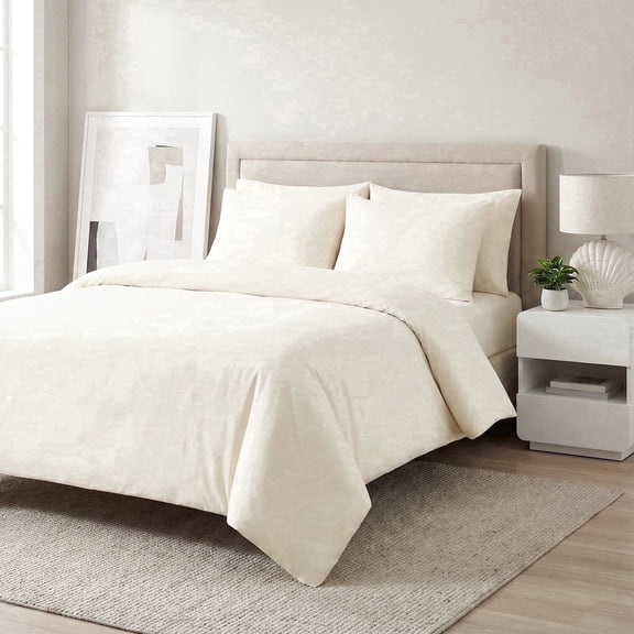 DCSKY 3-Piece Classic Cotton Duvet Set, Full, Milk White, 80x90 Inch Smooth Cotton Bedding Cover