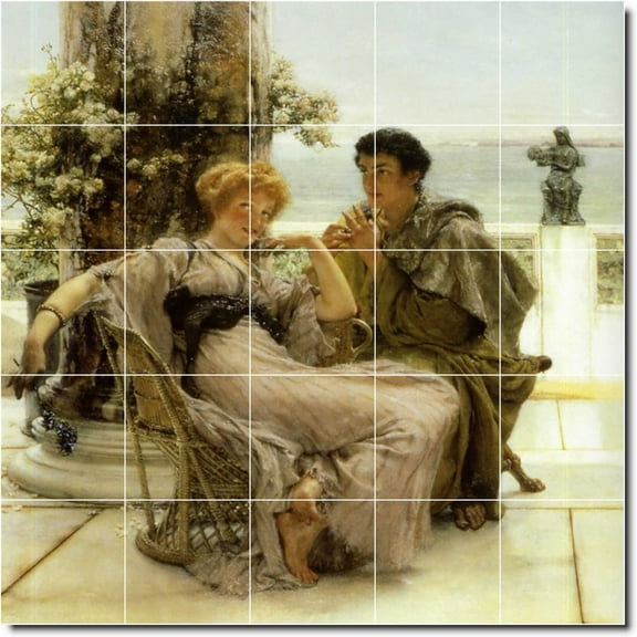Ceramic Tile Mural-Lawrence Alma-Tadema Men Women Painting 39. 21.25" w x 21.25" h using (25) 4.25 x 4.25 ceramic tiles