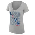 thumbnail image 2 of Women's G-III 4Her by Carl Banks Heather Gray Texas Rangers Love Graphic Team V-Neck Fitted T-Shirt, 2 of 5