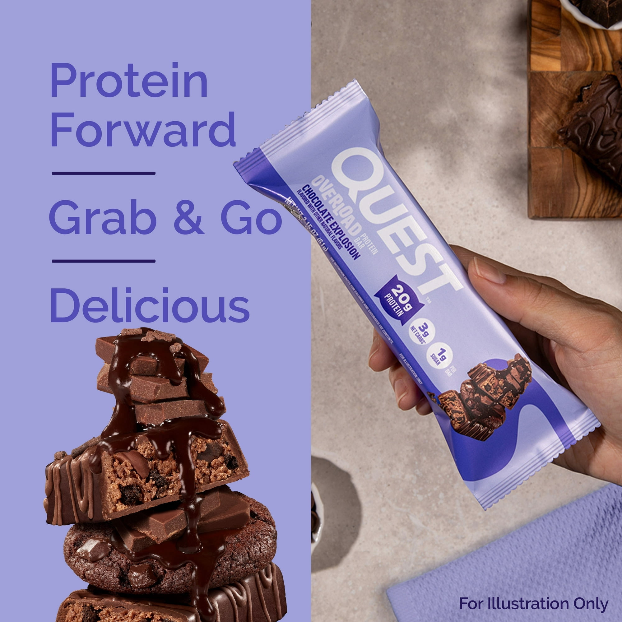 Quest Nutrition Overload 20g Protein Bar, Chocolate Explosion Flavor, Single, 1 Count