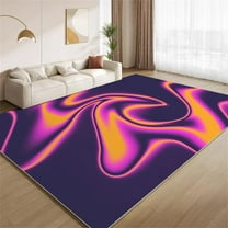 Abstract Liquid Waves Swirl Area Rugs 5x8ft Rug Retro Purple Orange Ombre Funky Rugs Soft Washable Non Slip Floor Carpet for Living Room Bedroom Office