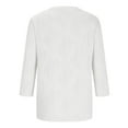 thumbnail image 4 of Otntypg Womens 3/4 Length Sleeve Tops Trendy Crew Neck Textured T Shirts Solid Basic Blouses Dressy Casual Loose Fit Tunic Tee Shirt White L, 4 of 7