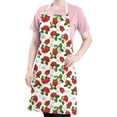 thumbnail image 5 of Red Strawberry Plants Fruit Flower White Apron-Garden Aprons for Women with Pockets-Cotton Linen Waterproof Kitchen Cooking Gardening Aprons Adjustable for Kitchen,Cooking,BBQ and Salon 33x27 Inch, 5 of 7