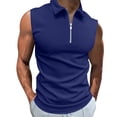 thumbnail image 2 of pstuiky Camisetas sin mangas para hombre, Camisa de verano para hombre, color liso, sin mangas, con solapa y cremallera, informal, deportiva Camisas para hombres l, 2 of 6
