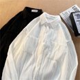 thumbnail image 4 of Camisas De Mezclilla Para Hombre Blusa superior de camisa de manga larga arrugada informal de moda de primavera y otoño para hombre (Black, 3XL), 4 of 7