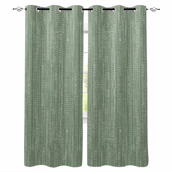Sage Green Blackout Curtains Light Blocking Print Window Curtains, Rustic Boho Stripes Linen Print Simple Thermal Insulated Window Drapes for Living Room Kitchen Cafe (2 Panels, 55"W x 39"L)