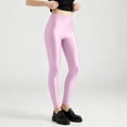 thumbnail image 3 of Olyvenn Women's Shiny Milk Silk Base Layer Leggings, High Elastic Tummy Control Slim Fit Stretch Pants for Daily Underwear Pink Free Size, 3 of 6