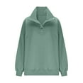 thumbnail image 5 of Oversized Sweatshirts with Hood Womens Comfy Loose Cotton Button up Lapel Collar Pullover Fall Winter Tops (XL, Green), 5 of 7