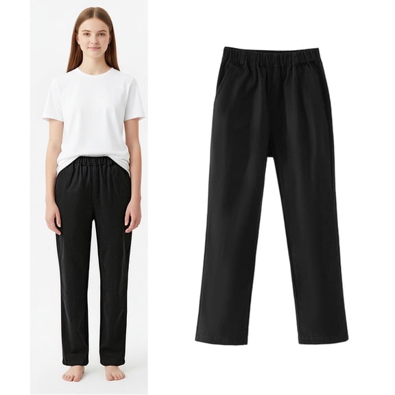 Uniform Pants Girls Dress Pants Adjustable Waist Stretch Pants with Pockets Girls Black School Pants Back To School Uniforms for Girls 13-14 Years
